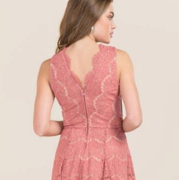 Francesca's V-Neck Low Back Dusty Rose Pink Lace Tulle Dress Size Small - Picture 3 of 16